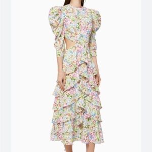 REVOLVE White Ruffled Tiered Sundress Mock Neck